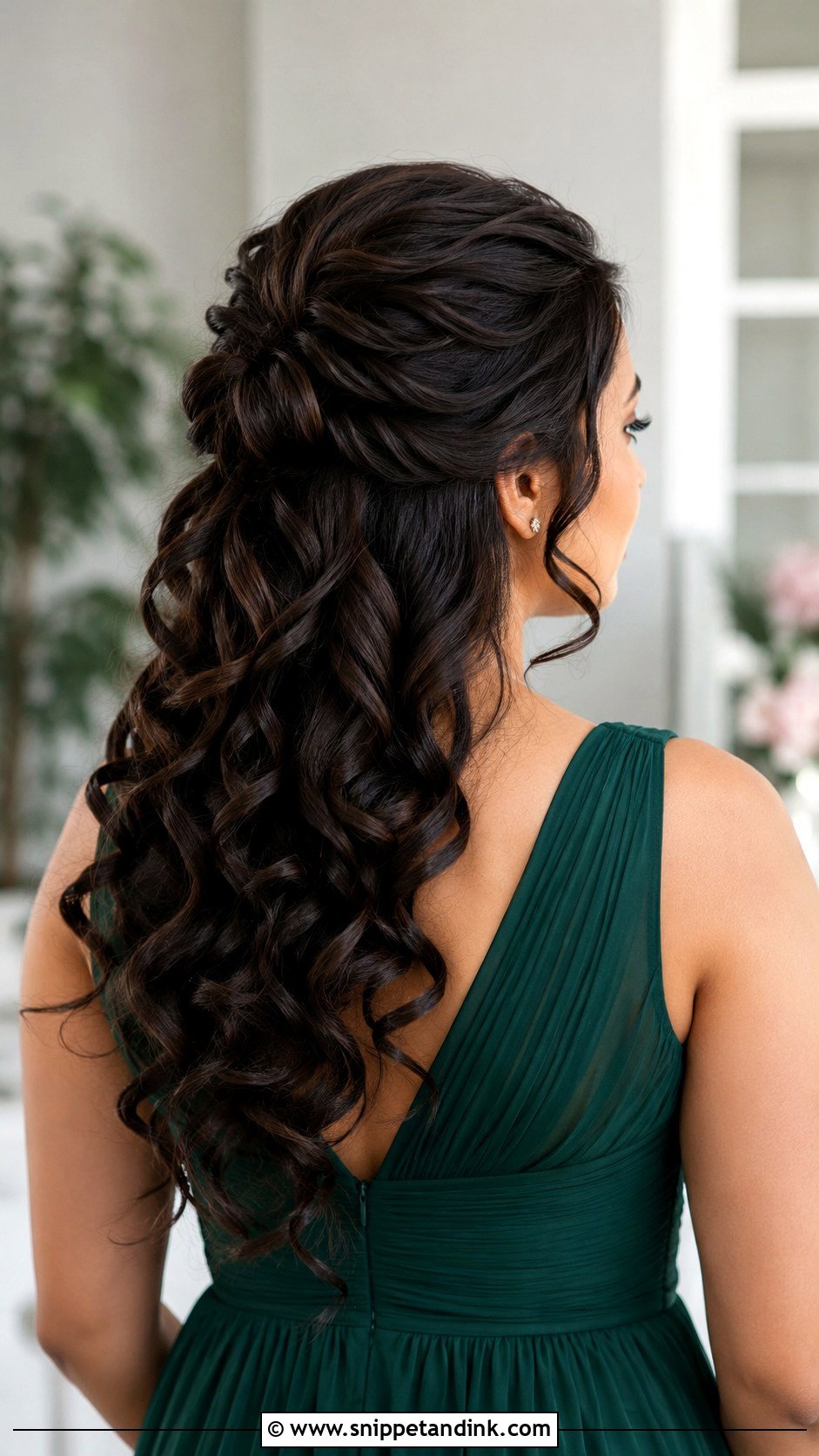 Half Up Half Down Bridesmaid Hair With Curly Hair - Snippet and Ink - 25 Half Up Half Down Wedding Hair Bridesmaid Ideas
