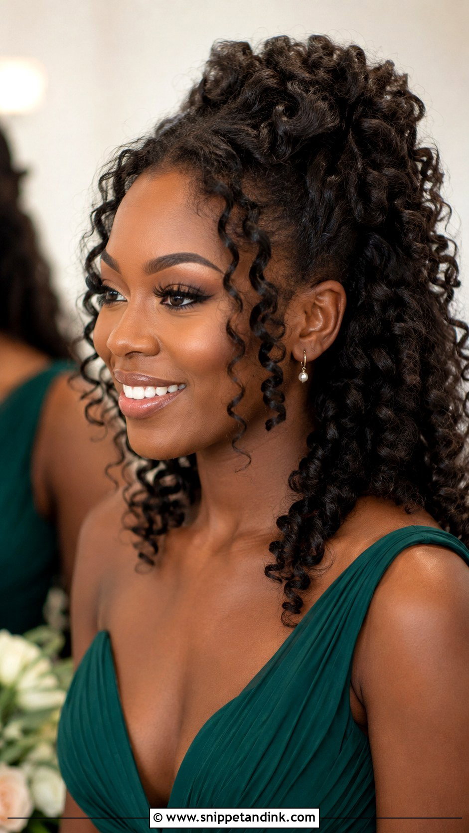 Half Up Half Down Bridesmaid Hair With Curly Hair - Snippet and Ink - 20 Bridesmaid Hair Styles Half Up Half Down