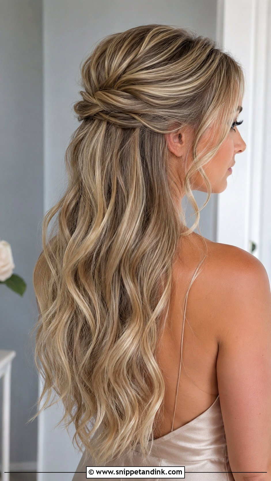 Half Up Half Down Bridesmaid Hair With Extensions - Snippet and Ink - 35 Half Up Half Down Bridesmaid Hair Ideas