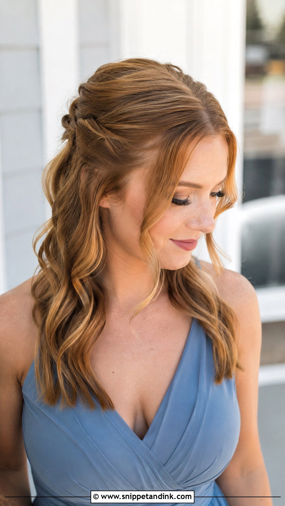 Half Up Half Down Bridesmaid Hair With Face Framing Pieces - Snippet and Ink - 20 Bridesmaid Hair Half Up Half Down Medium Length Ideas