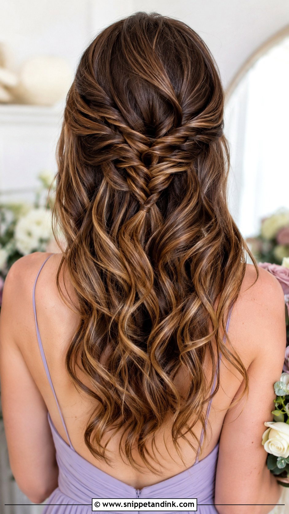 Half Up Half Down Bridesmaid Hair With Fishtail Braid - Snippet and Ink - 20 Half Up Half Down Bridesmaid Hair Long Ideas