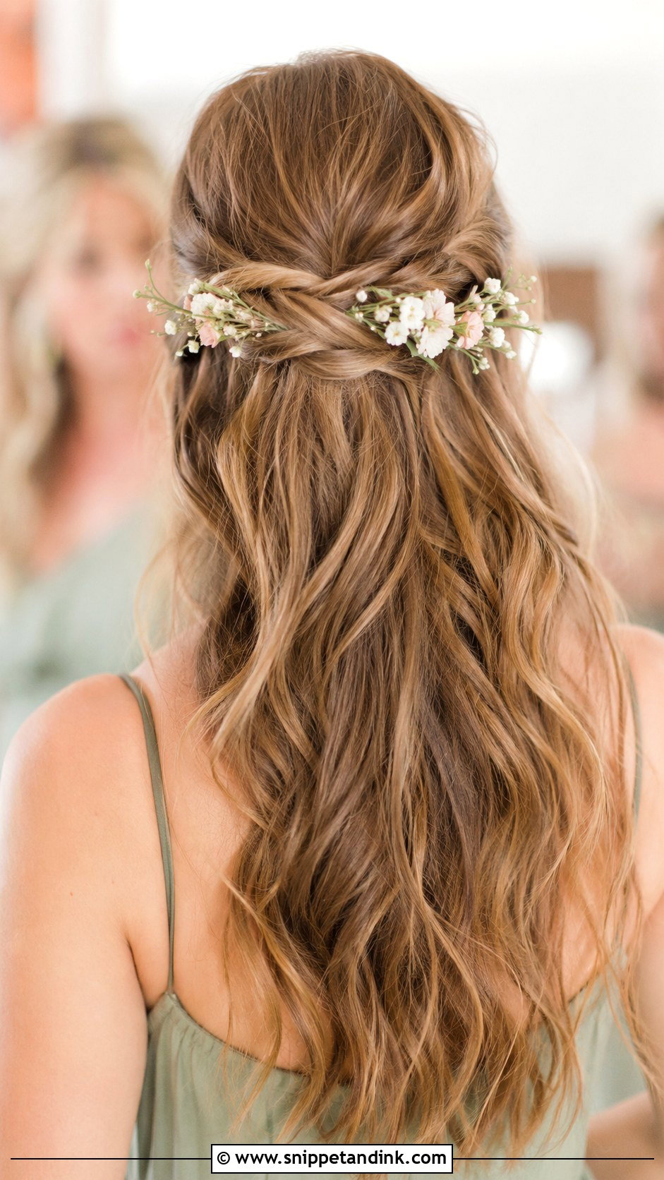 Half Up Half Down Bridesmaid Hair With Flowers - Snippet and Ink - 20 Bridesmaid Hair Styles Half Up Half Down