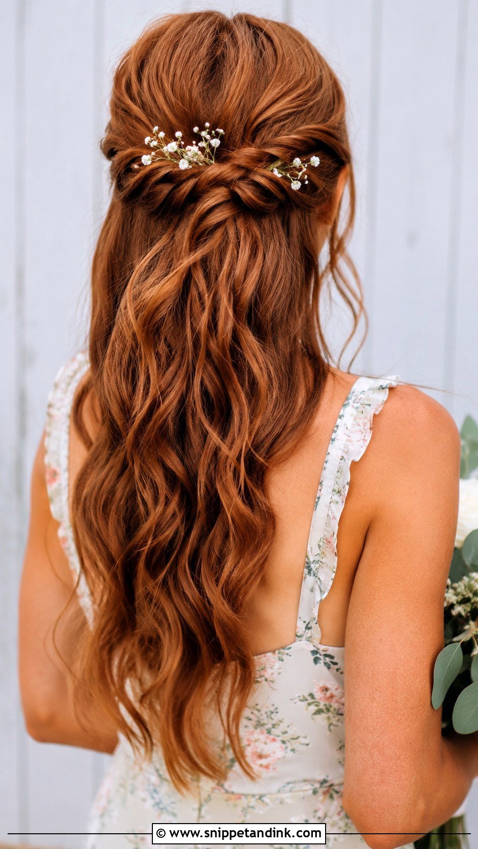 Half Up Half Down Bridesmaid Hair With Flowers - Snippet and Ink - 35 Half Up Half Down Bridesmaid Hair Ideas