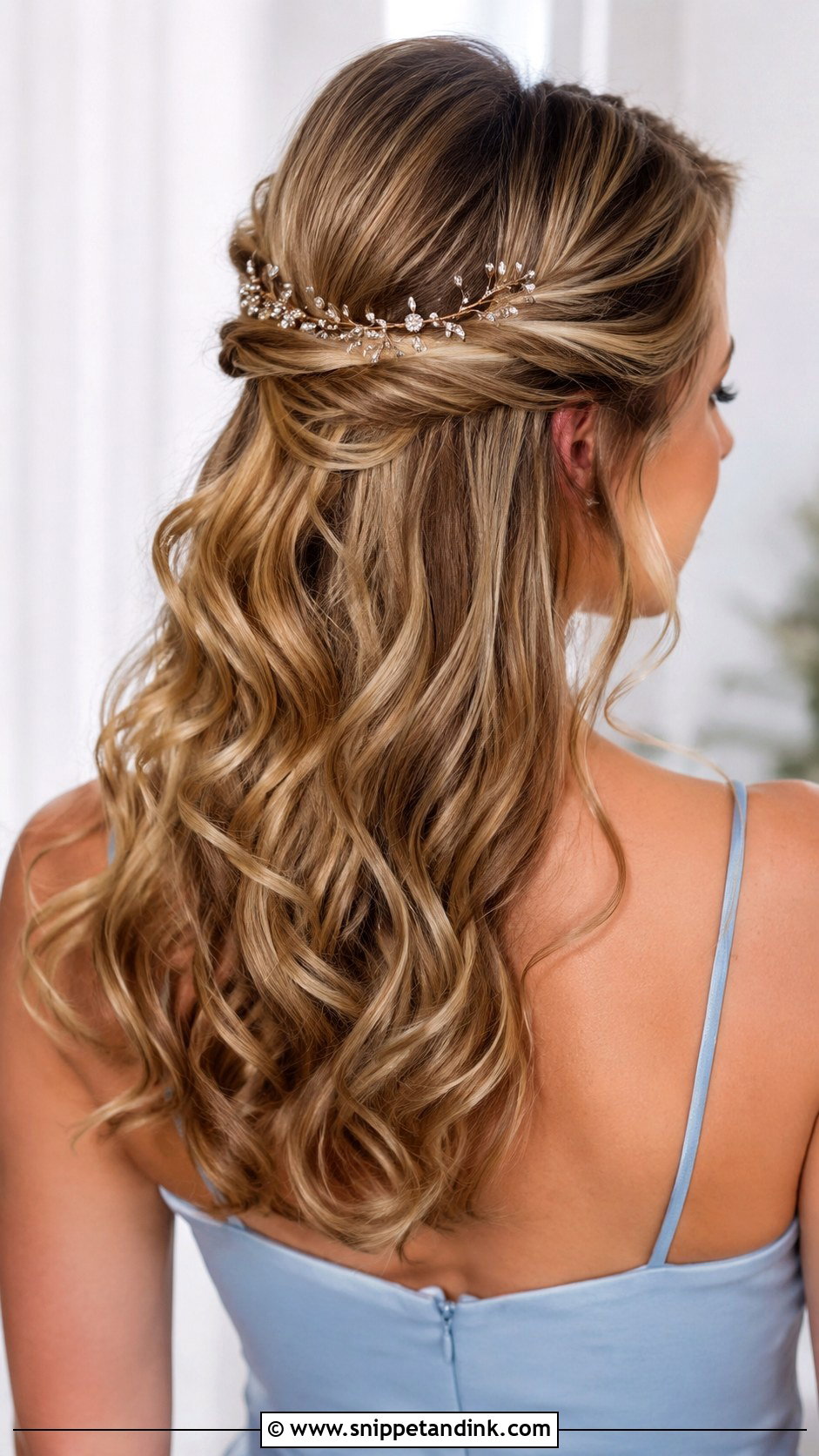 Half Up Half Down Bridesmaid Hair With Hair Vine - Snippet and Ink - 20 Bridesmaid Hair Half Up Half Down Medium Length Ideas