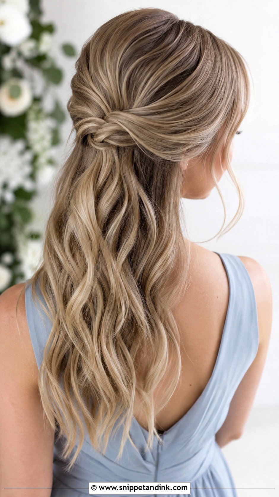 Half Up Half Down Bridesmaid Hair With Knot - Snippet and Ink - 25 Half Up Half Down Bridesmaid Hair Medium Ideas