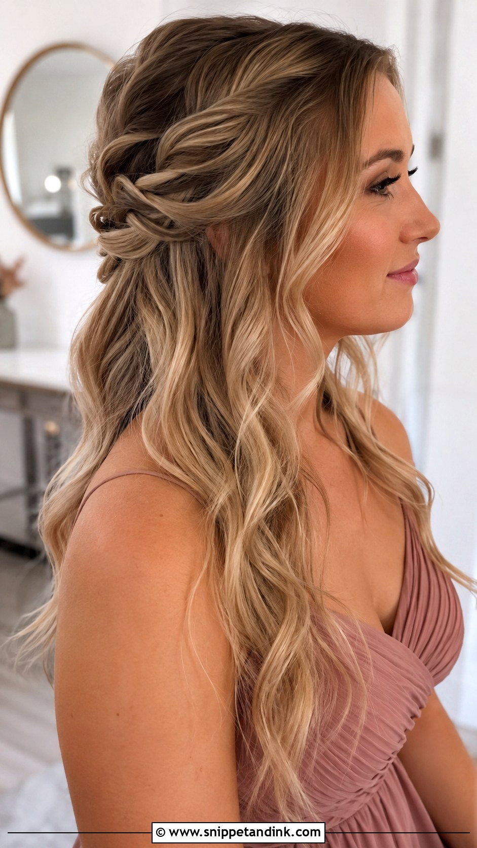 Half Up Half Down Bridesmaid Hair With Long Hair - Snippet and Ink - 20 Bridesmaid Hair Inspo Half Up Half Down Ideas