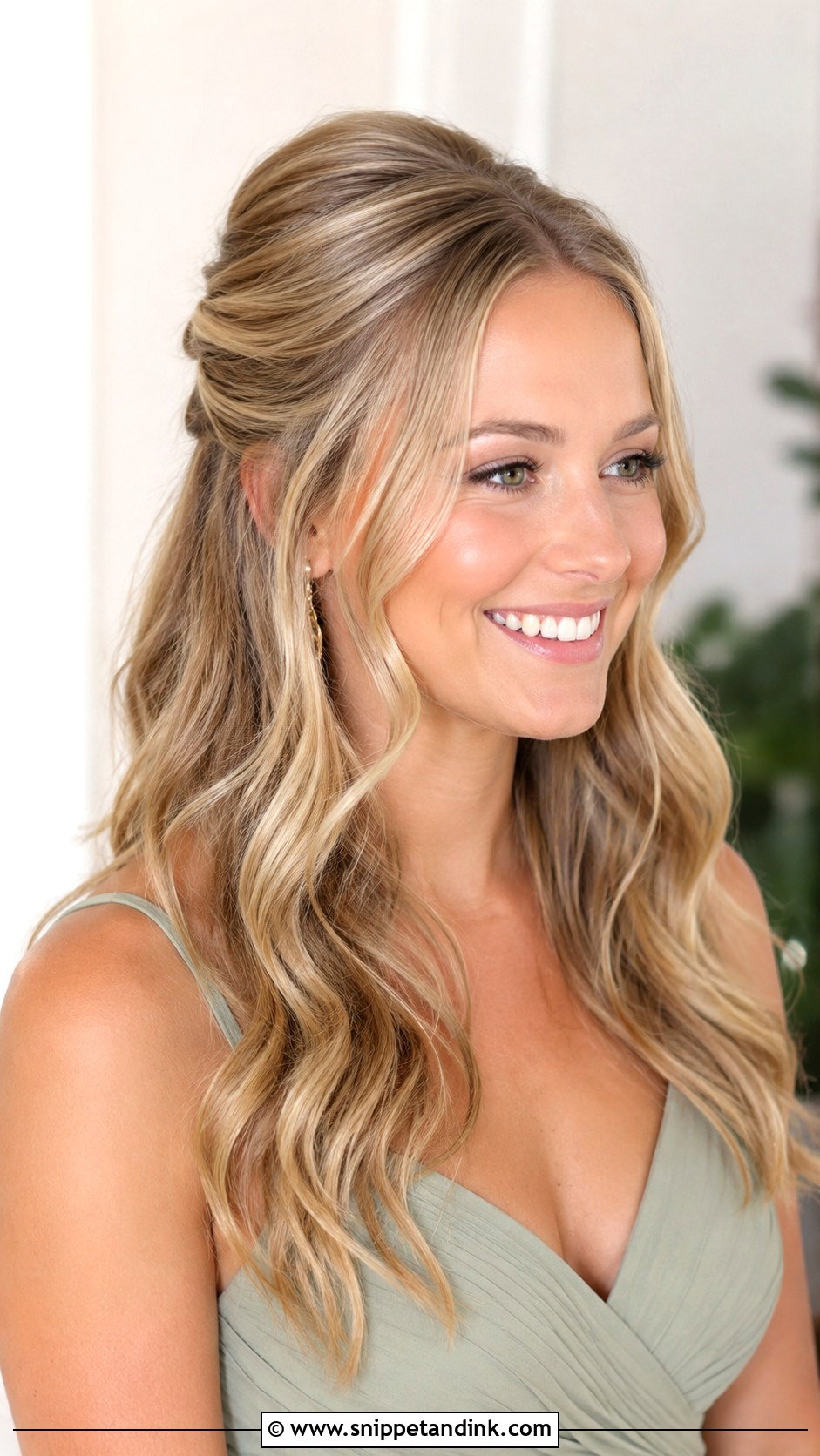 Half Up Half Down Bridesmaid Hair With Loose Waves - Snippet and Ink - 20 Half Up Half Down Hairstyles Bridesmaid