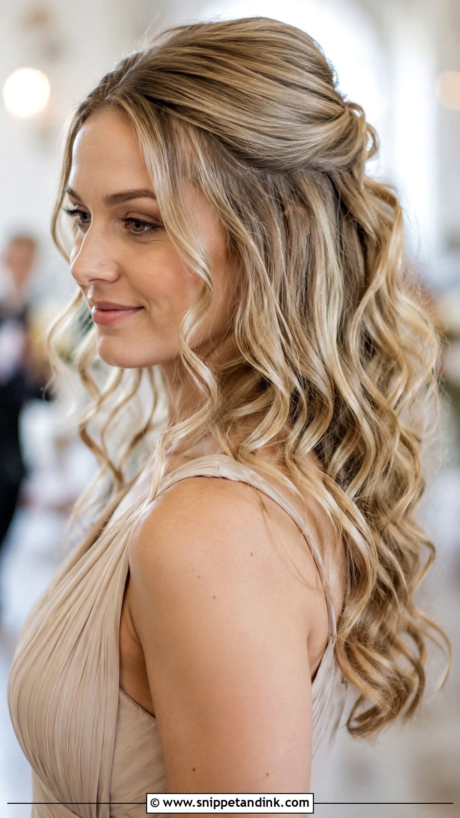 Half Up Half Down Bridesmaid Hair With Loose Waves - Snippet and Ink - 35 Half Up Half Down Bridesmaid Hair Ideas