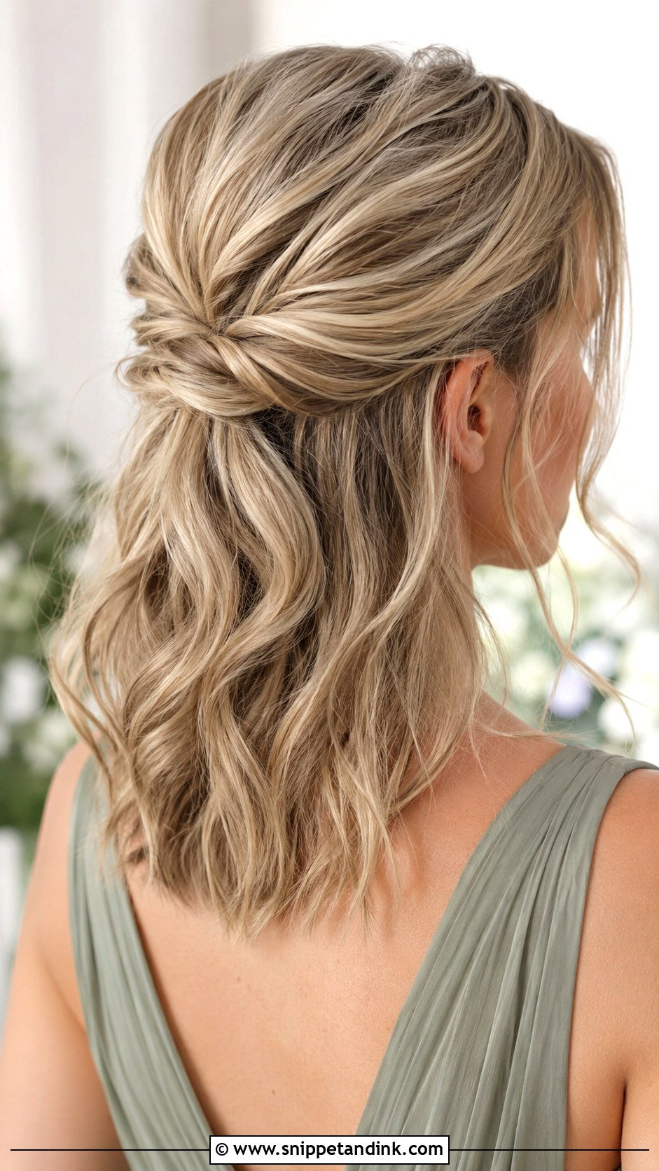 Half Up Half Down Bridesmaid Hair With Low Knot - Snippet and Ink - 20 Bridesmaid Hair Half Up Half Down Medium Length Ideas