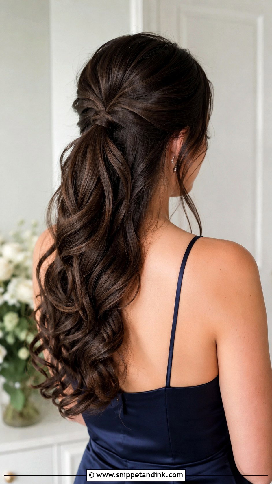 Half Up Half Down Bridesmaid Hair With Low Ponytail - Snippet and Ink - 20 Half Up Half Down Bridesmaid Hair Long Ideas