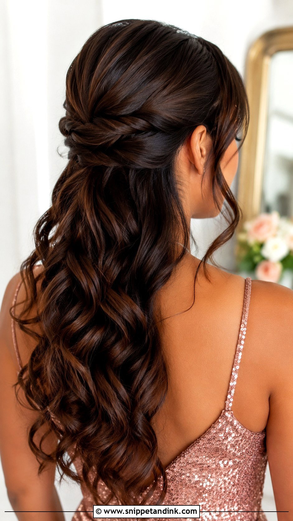 Half Up Half Down Bridesmaid Hair With Low Twist - Snippet and Ink - 25 Half Up Half Down Wedding Hair Bridesmaid Ideas