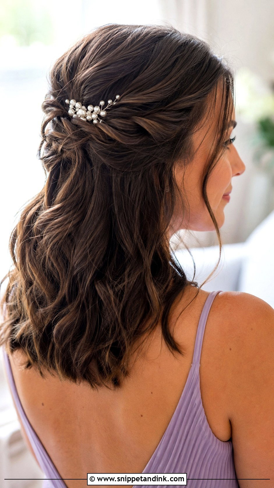 Half Up Half Down Bridesmaid Hair With Medium Hair - Snippet and Ink - 25 Half Up Half Down Wedding Hair Bridesmaid Ideas