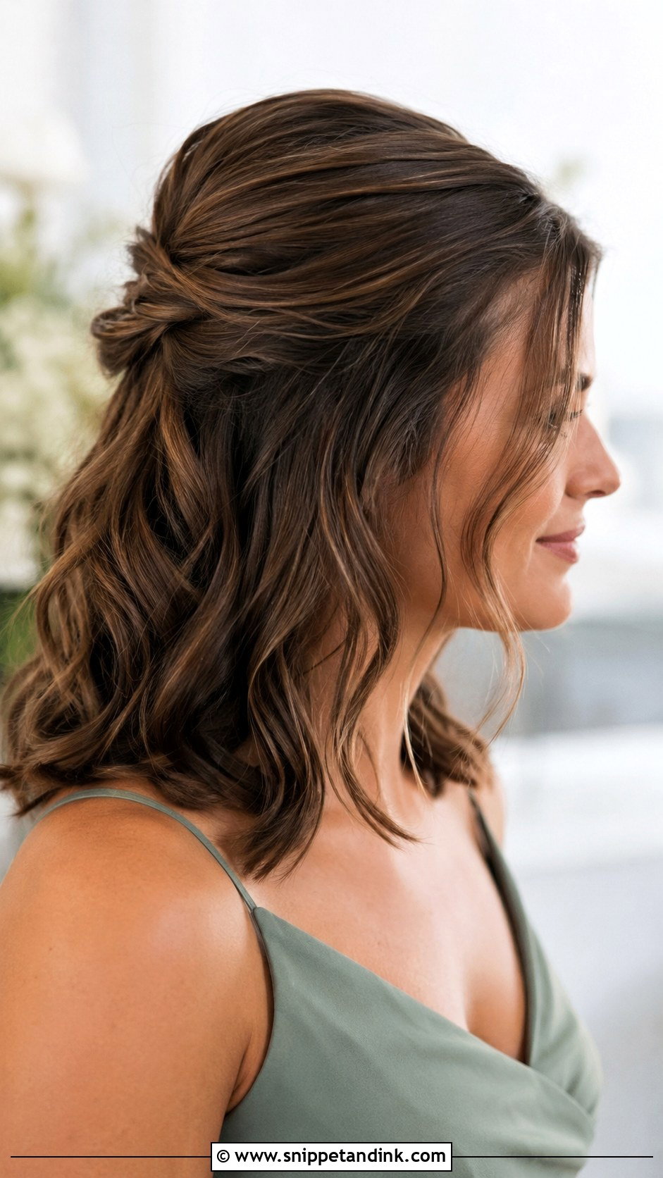 Half Up Half Down Bridesmaid Hair With Medium Hair - Snippet and Ink - 20 Bridesmaid Hair Inspo Half Up Half Down Ideas
