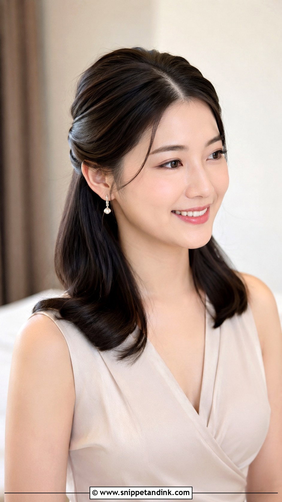 Half Up Half Down Bridesmaid Hair With Middle Part - Snippet and Ink - 20 Bridesmaid Hair Half Up Half Down Medium Length Ideas