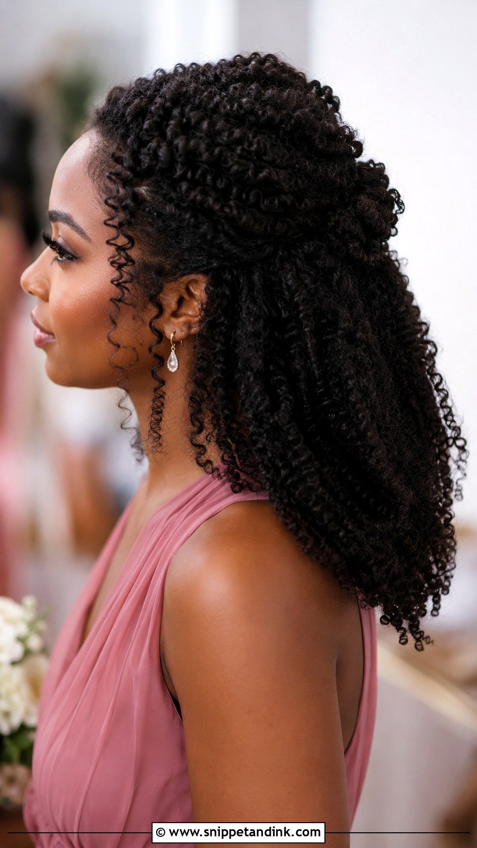 Half Up Half Down Bridesmaid Hair With Natural Texture - Snippet and Ink - 30 Bridesmaids Half Up Half Down Hairstyles