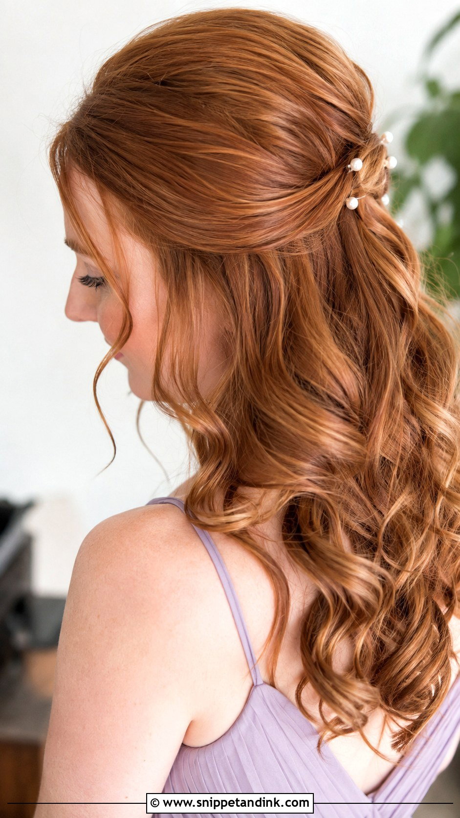 Half Up Half Down Bridesmaid Hair With Pearl Pins - Snippet and Ink - 20 Half Up Half Down Hairstyles Bridesmaid