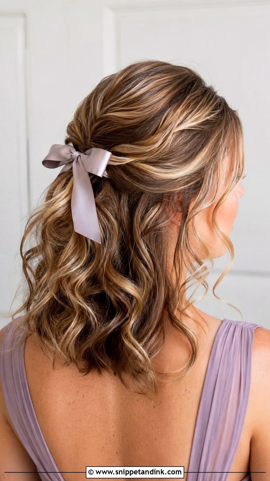 Half Up Half Down Bridesmaid Hair With Ribbon - Snippet and Ink - 20 Bridesmaid Hair Half Up Half Down Medium Length Ideas