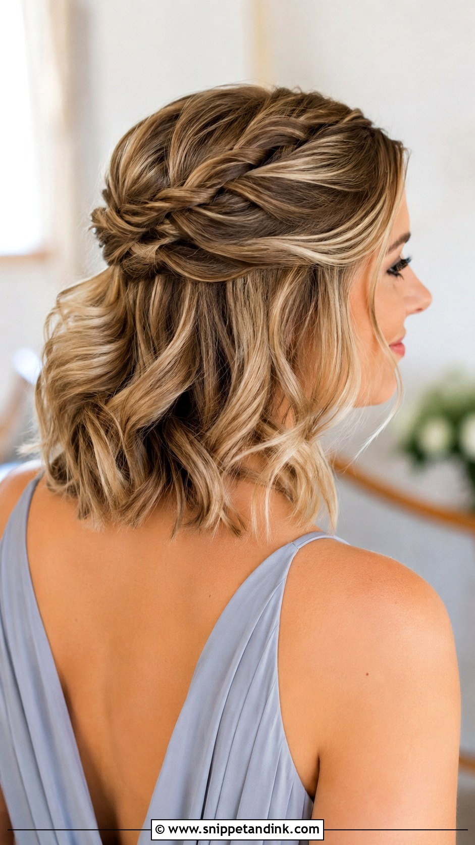 Half Up Half Down Bridesmaid Hair With Short Hair - Snippet and Ink - 25 Half Up Half Down Wedding Hair Bridesmaid Ideas