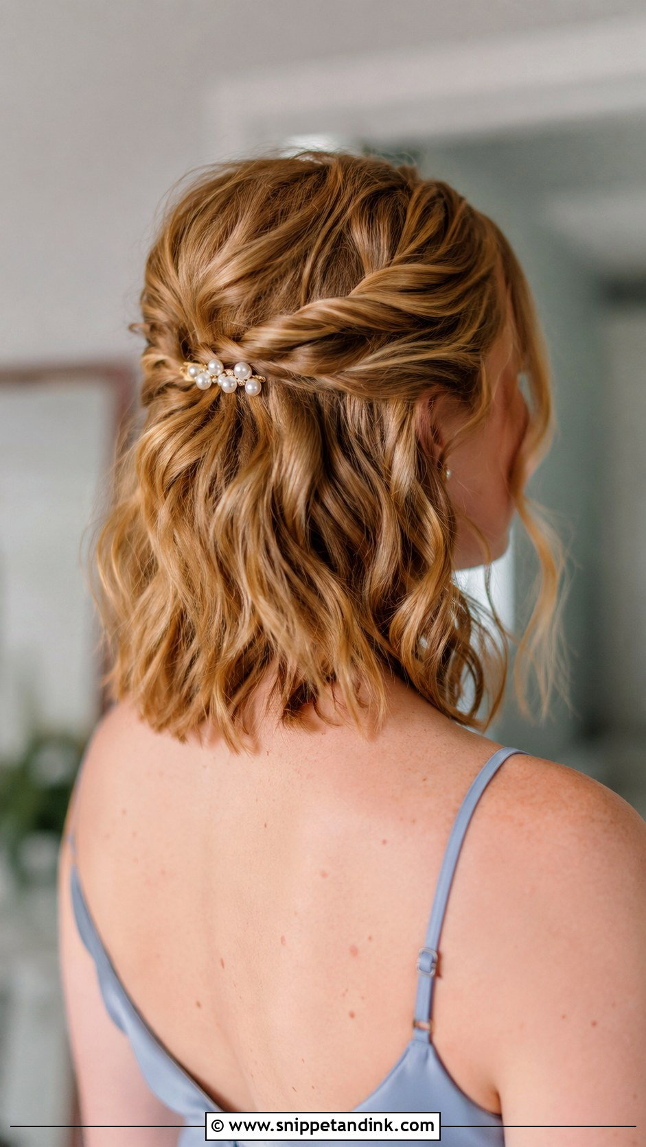Half Up Half Down Bridesmaid Hair With Short Hair - Snippet and Ink - 20 Bridesmaid Hair Inspo Half Up Half Down Ideas