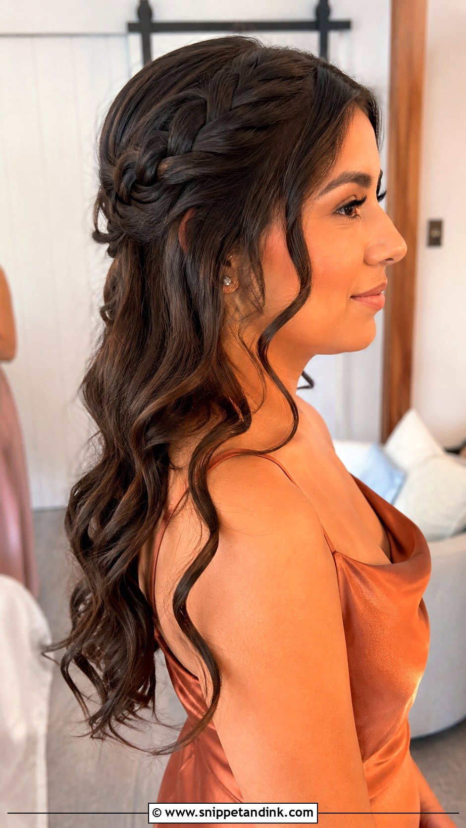 Half Up Half Down Bridesmaid Hair With Side Braid - Snippet and Ink - 30 Bridesmaids Half Up Half Down Hairstyles