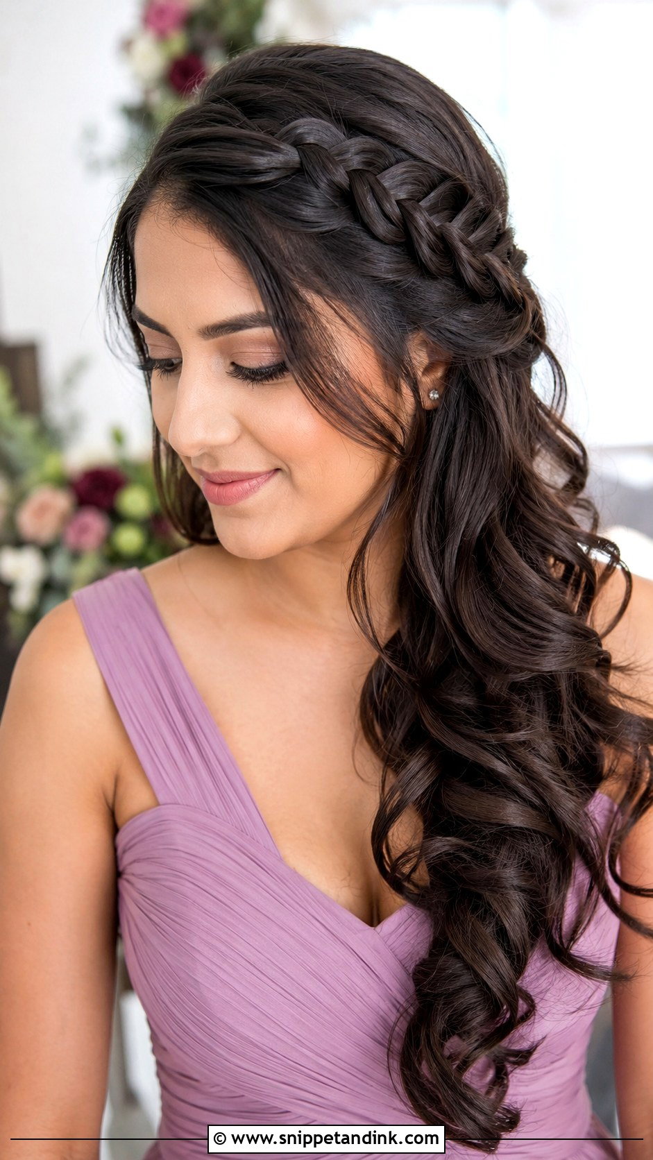Half Up Half Down Bridesmaid Hair With Side Braid - Snippet and Ink - 20 Bridesmaid Hair Inspo Half Up Half Down Ideas
