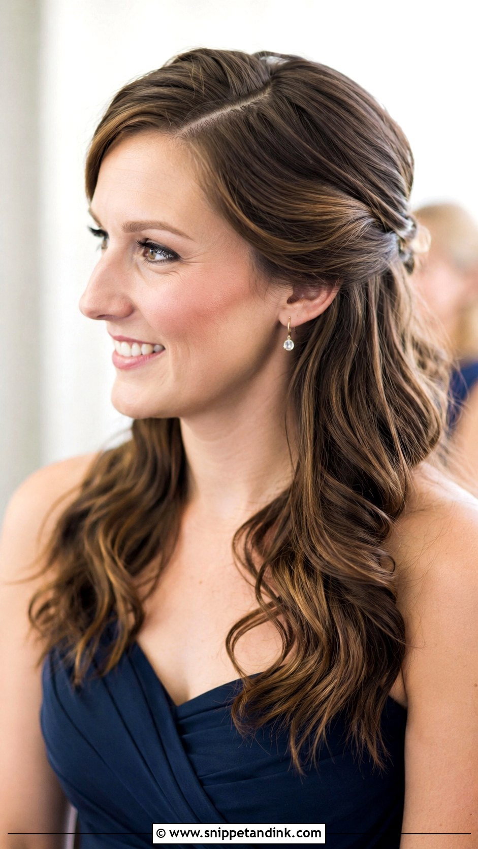 Half Up Half Down Bridesmaid Hair With Side Part - Snippet and Ink - 20 Bridesmaid Hair Half Up Half Down Medium Length Ideas