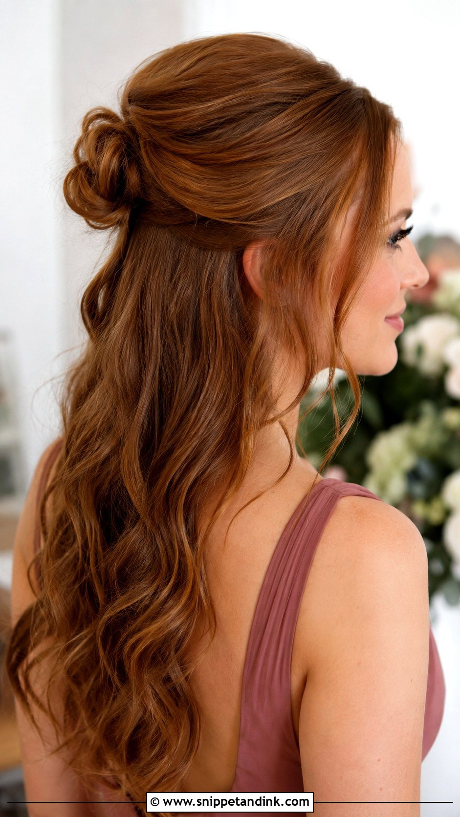 Half Up Half Down Bridesmaid Hair With Small Bun - Snippet and Ink - 20 Half Up Half Down Bridesmaid Hair Long Ideas