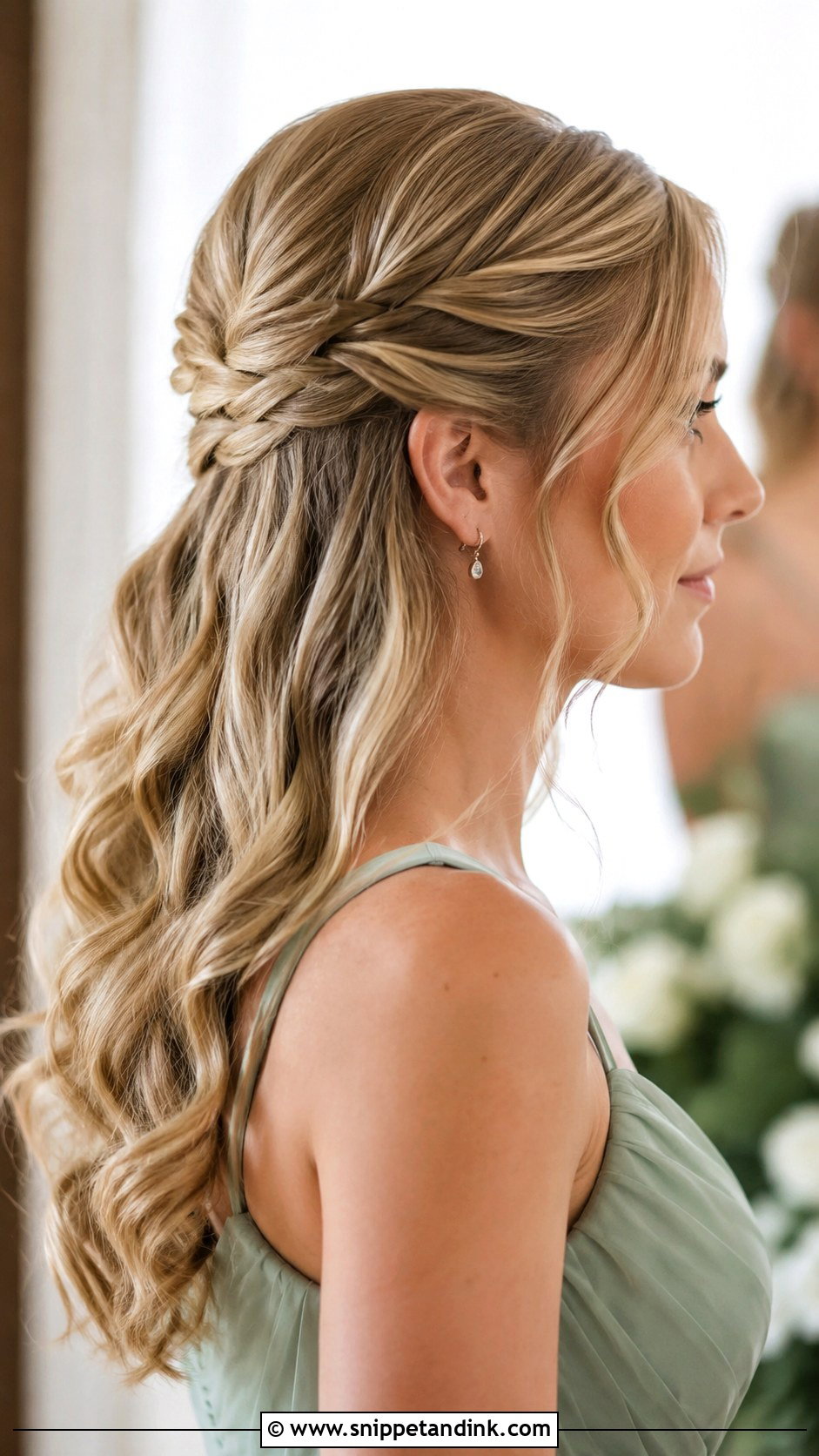 Half Up Half Down Bridesmaid Hair With Soft Curls - Snippet and Ink - 20 Half Up Half Down Bridesmaid Hair Long Ideas