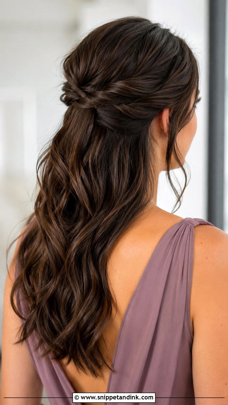 Half Up Half Down Bridesmaid Hair With Soft Waves - Snippet and Ink - 25 Half Up Half Down Wedding Hair Bridesmaid Ideas