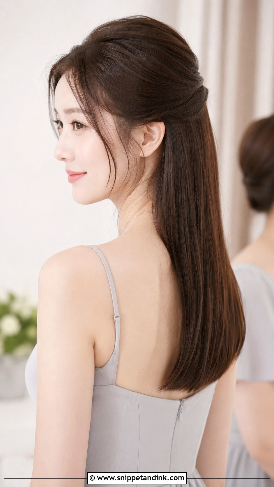 Half Up Half Down Bridesmaid Hair With Straight Hair - Snippet and Ink - 20 Bridesmaid Hair Styles Half Up Half Down