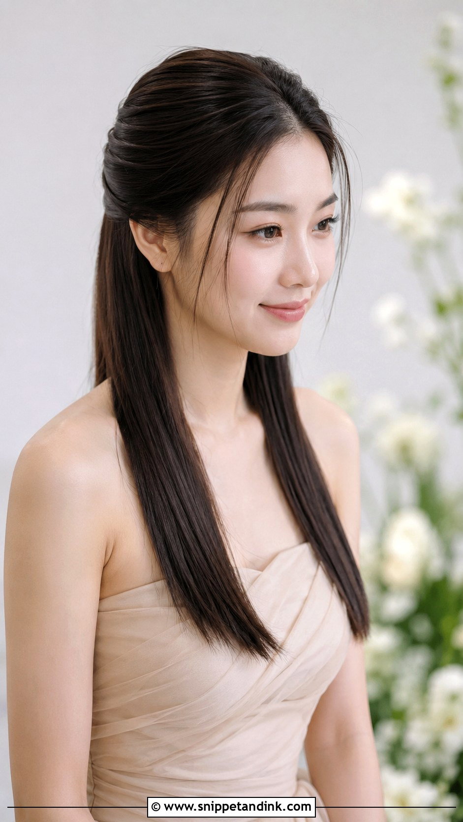Half Up Half Down Bridesmaid Hair With Straight Hair - Snippet and Ink - 20 Bridesmaid Hair Inspo Half Up Half Down Ideas
