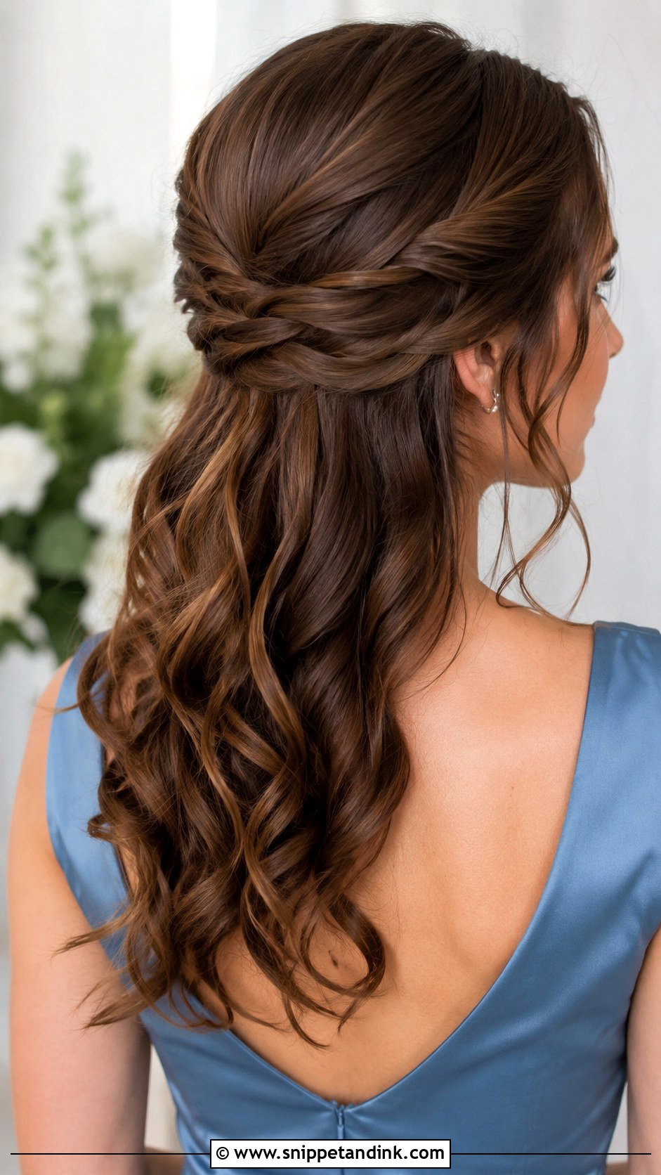 Half Up Half Down Bridesmaid Hair With Twists - Snippet and Ink - 25 Half Up Half Down Wedding Hair Bridesmaid Ideas