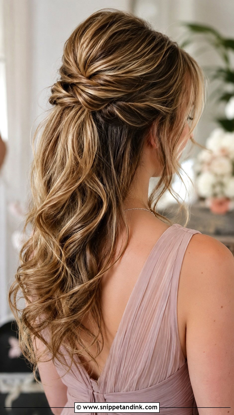 Half Up Half Down Bridesmaid Hairstyle - Snippet and Ink - 30 Hairstyles for Weddings Bridesmaid