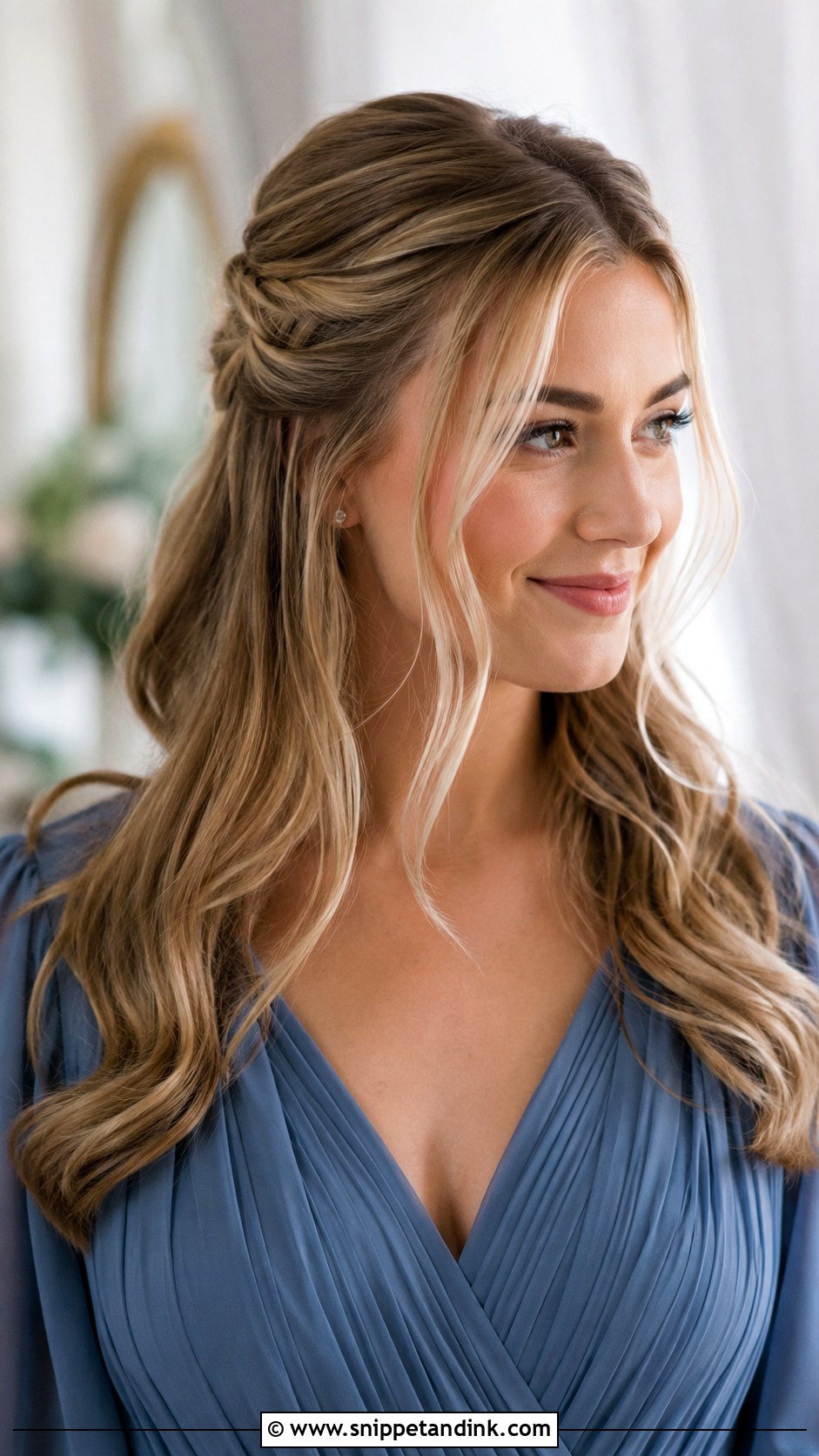 Half Up Half Down Bridesmaid Hairstyle - Snippet and Ink - 20 Hairstyle for Bridesmaids Ideas