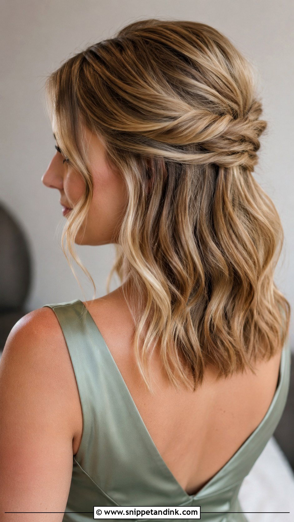 Half Up Half Down Bridesmaid Hairstyle For Medium Hair - Snippet and Ink - 30 Bridesmaid Hairstyles Medium Length
