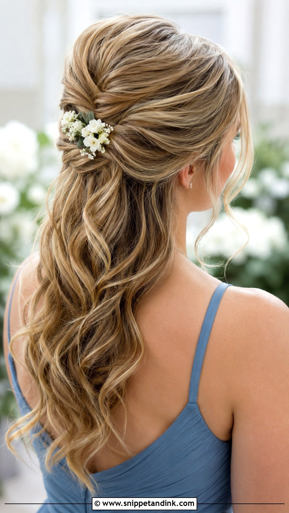 Half Up Half Down Bridesmaid Hairstyle For Round Face - Snippet and Ink - 20 Bridesmaid Hairstyles for Round Face