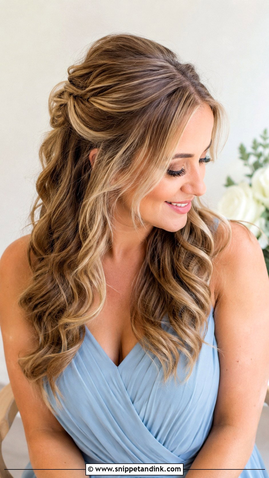 Half Up Half Down Bridesmaid Hairstyle - Snippet and Ink - 20 Bridesmaid Hairstyles 2024