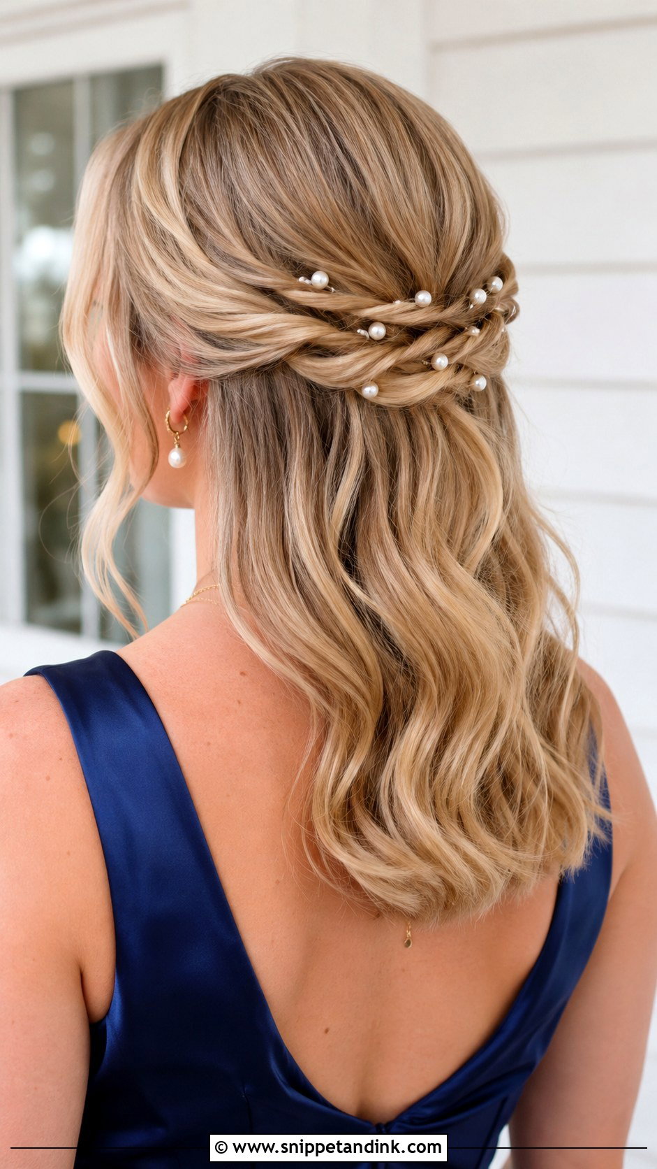Half Up Half Down Bridesmaid Pearl Pins - Snippet and Ink - 20 Bridesmaid Hairstyles Half Up Half Down Medium Length