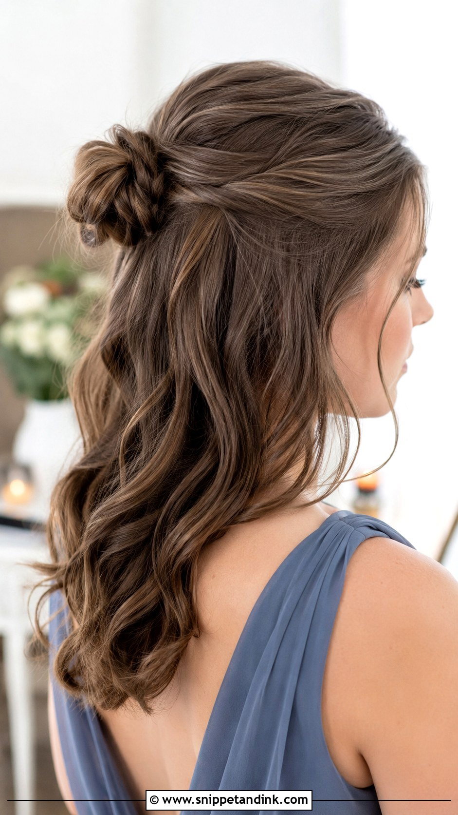 Half Up Half Down Bridesmaid Small Bun - Snippet and Ink - 20 Bridesmaid Hairstyles Half Up Half Down Medium Length