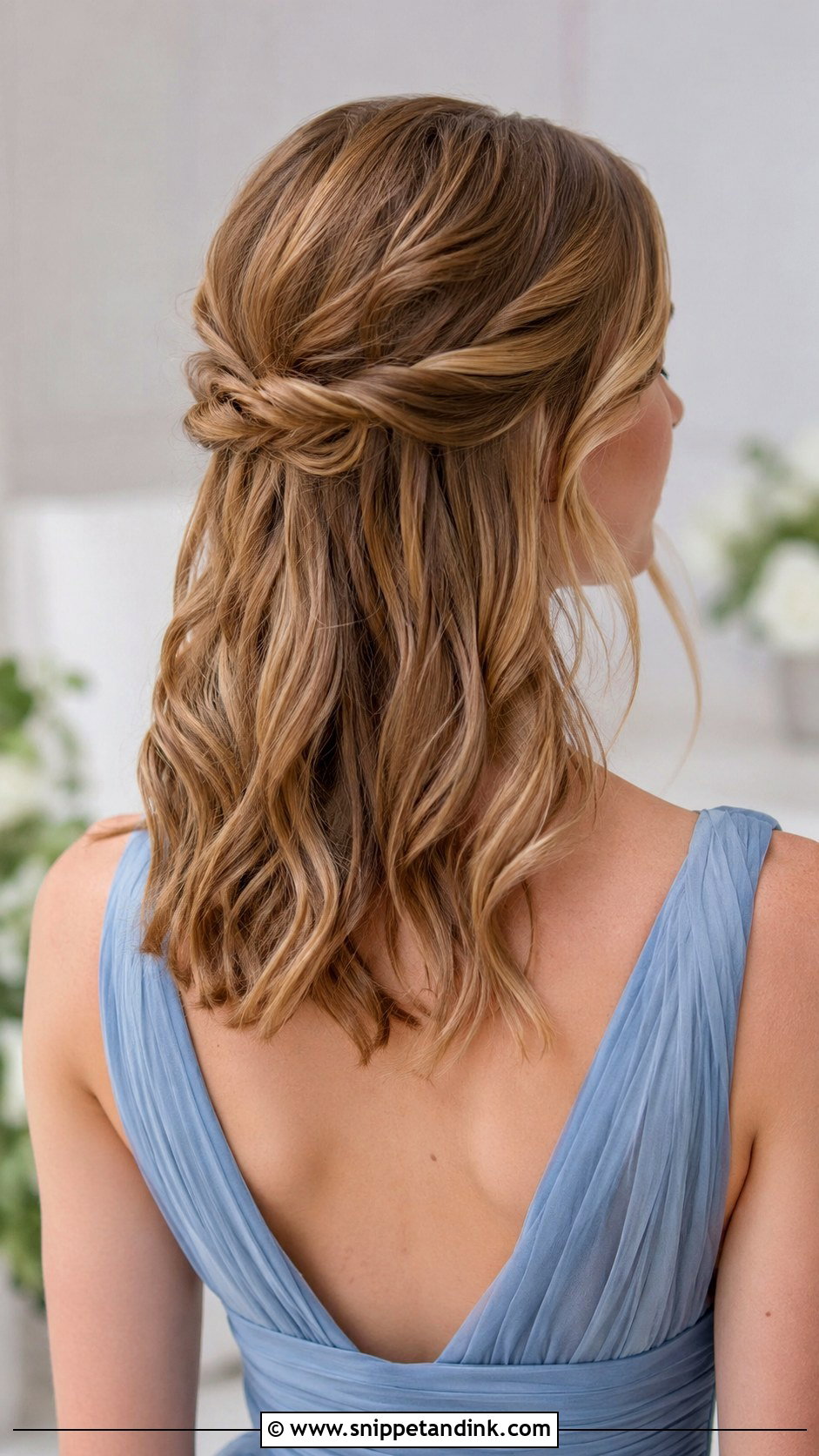 Half Up Half Down Bridesmaid Twisted Hair - Snippet and Ink - 20 Bridesmaid Hairstyles Half Up Half Down Medium Length