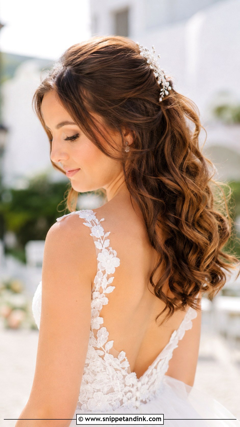 Half Up Half Down Brunette Bridal Style - Snippet and Ink - 25 Brunette Wedding Hairstyles