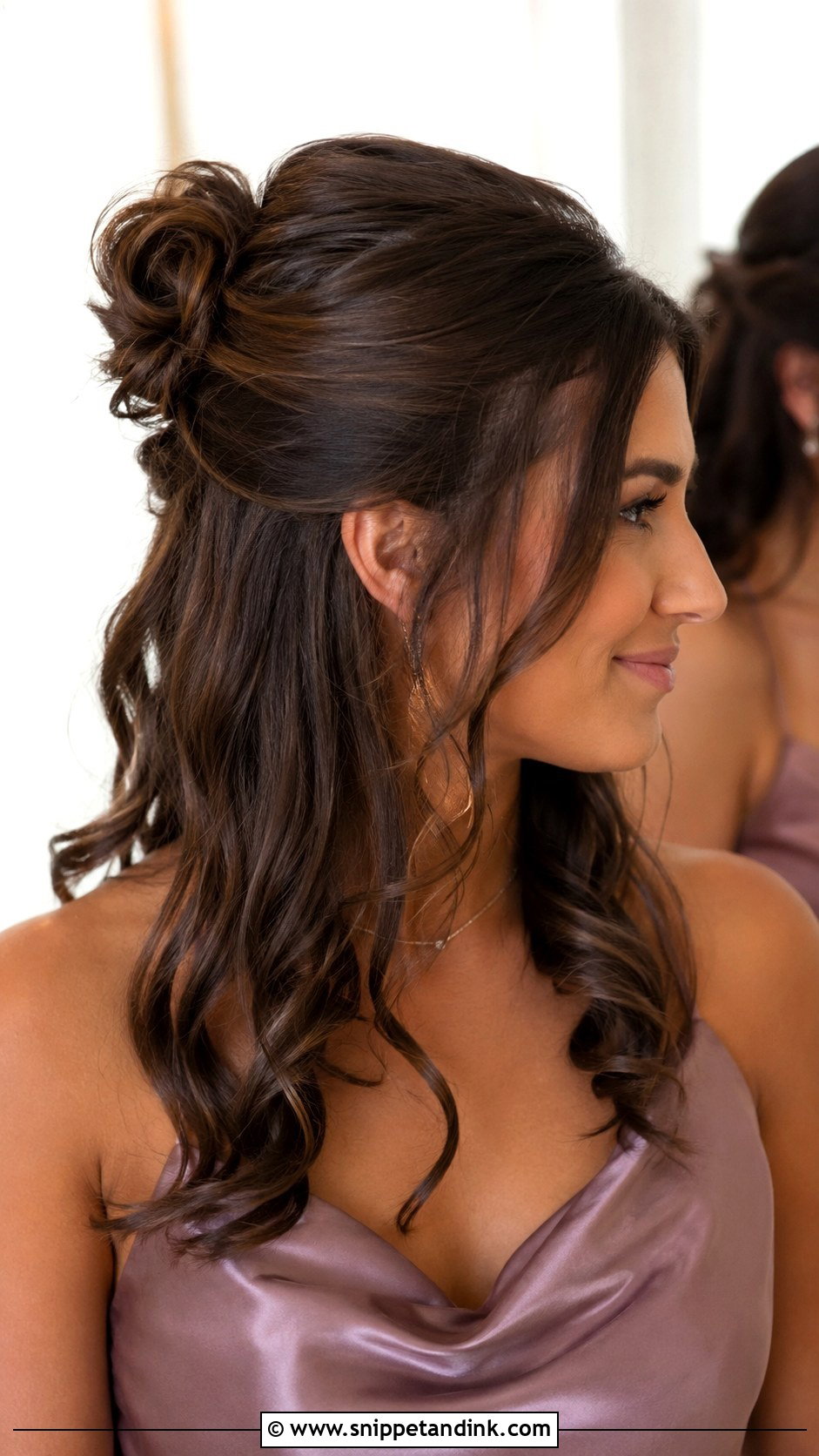 Half Up Half Down Bun For Medium Hair - Snippet and Ink - 20 Wedding Hairstyles Half Up Half Down Medium Length Bridesmaid Hair