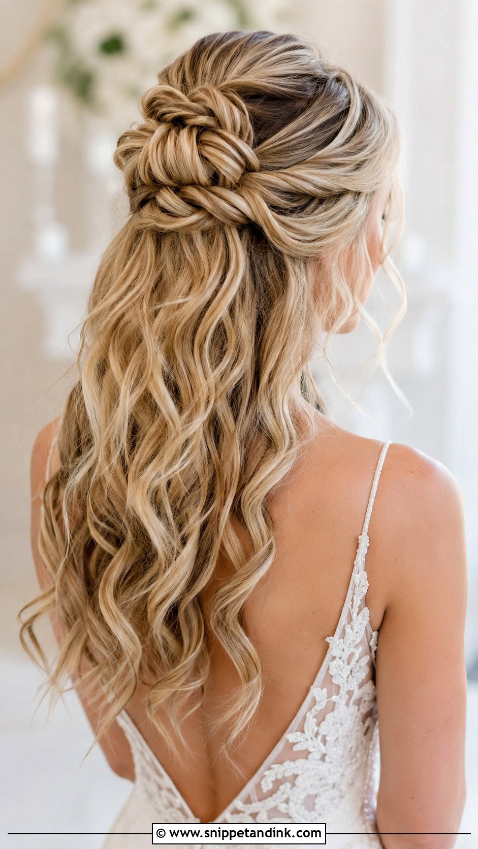 Half Up Half Down Bun Wedding Hairstyle - Snippet and Ink - 30 Wedding Bun Hairstyles