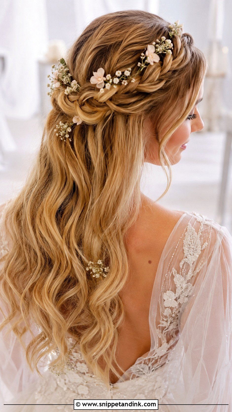 Half Up Half Down Crown Braid - Snippet and Ink - 25 Half-Up Half-Down Hair for Wedding Ideas