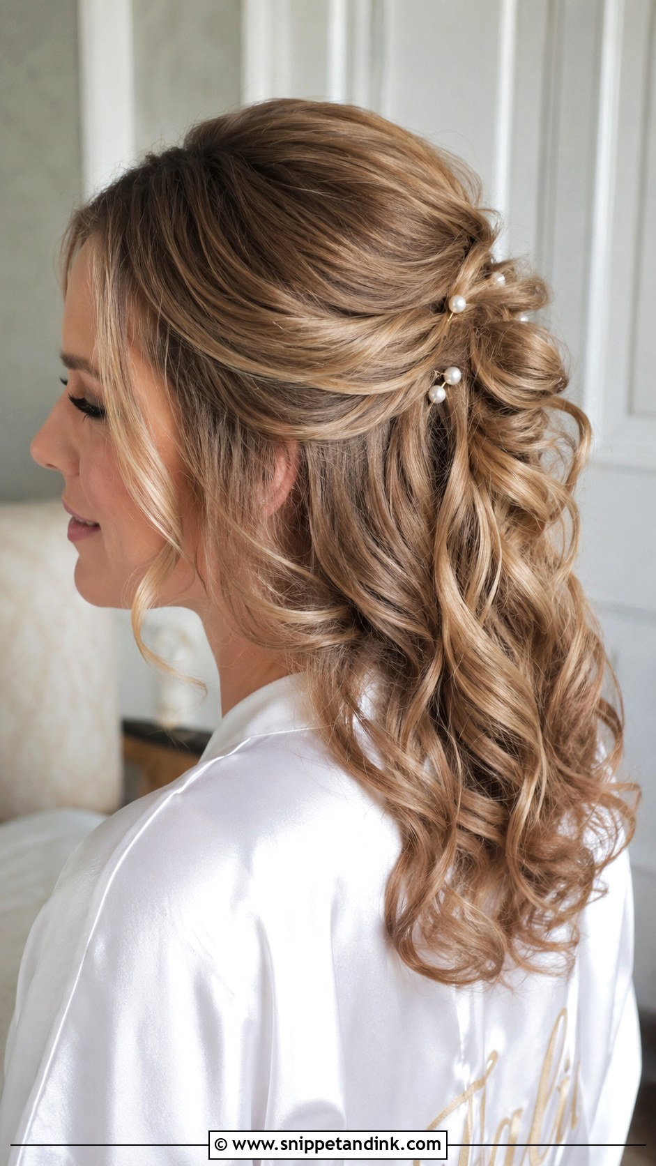 Half Up Half Down Curl Wedding Hair - Snippet and Ink - 20 Curl Wedding Hair Styles