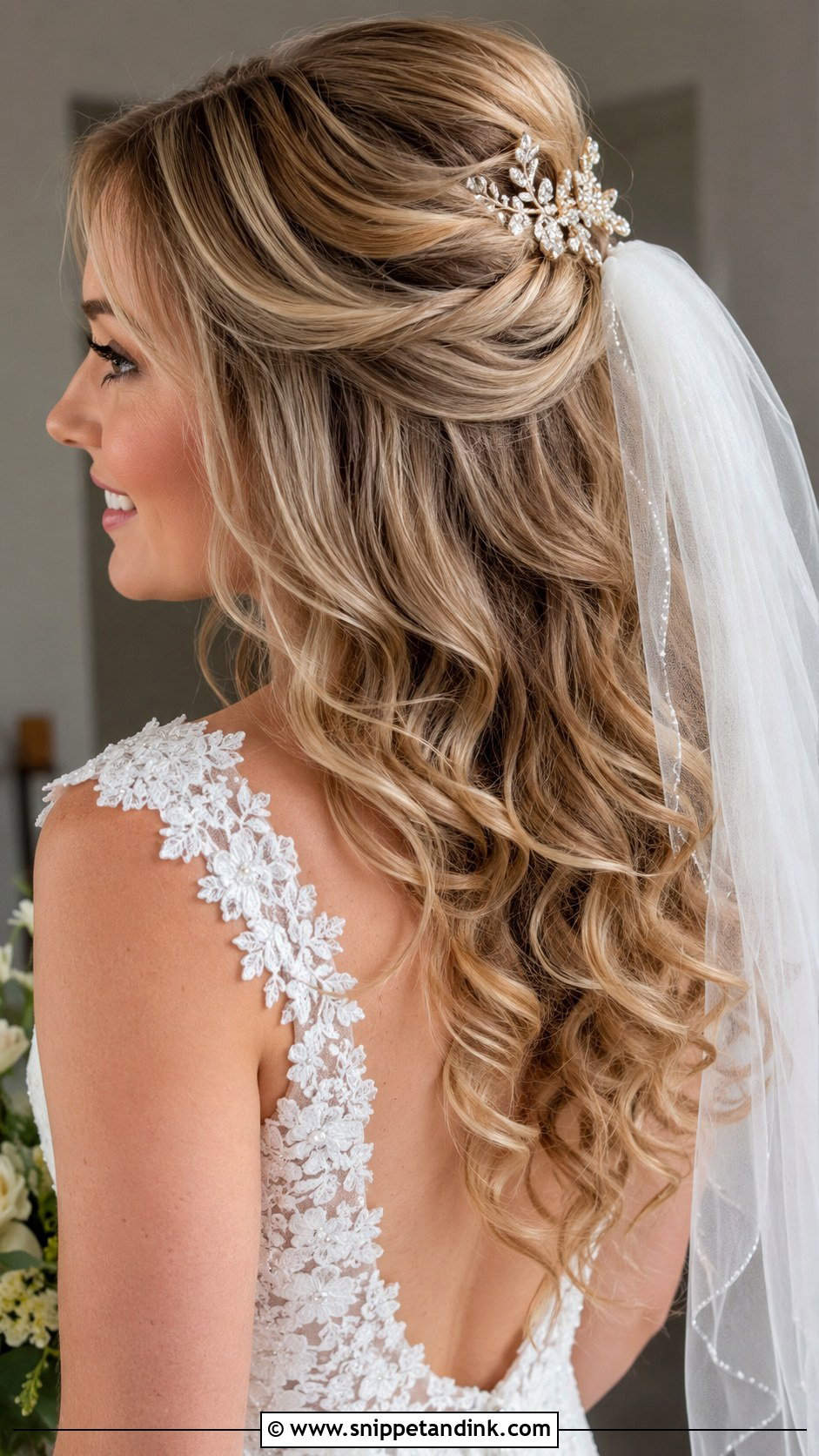 Half Up Half Down Curls - Snippet and Ink - 20 Wedding Curls Down