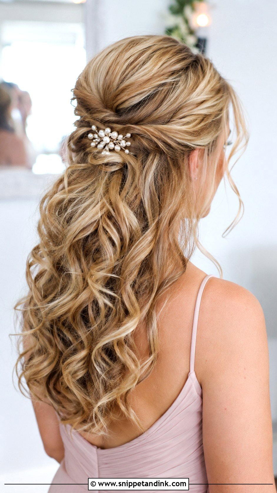 Half Up Half Down Curls - Snippet and Ink - 25 Hairstyle for Wedding Function Ideas