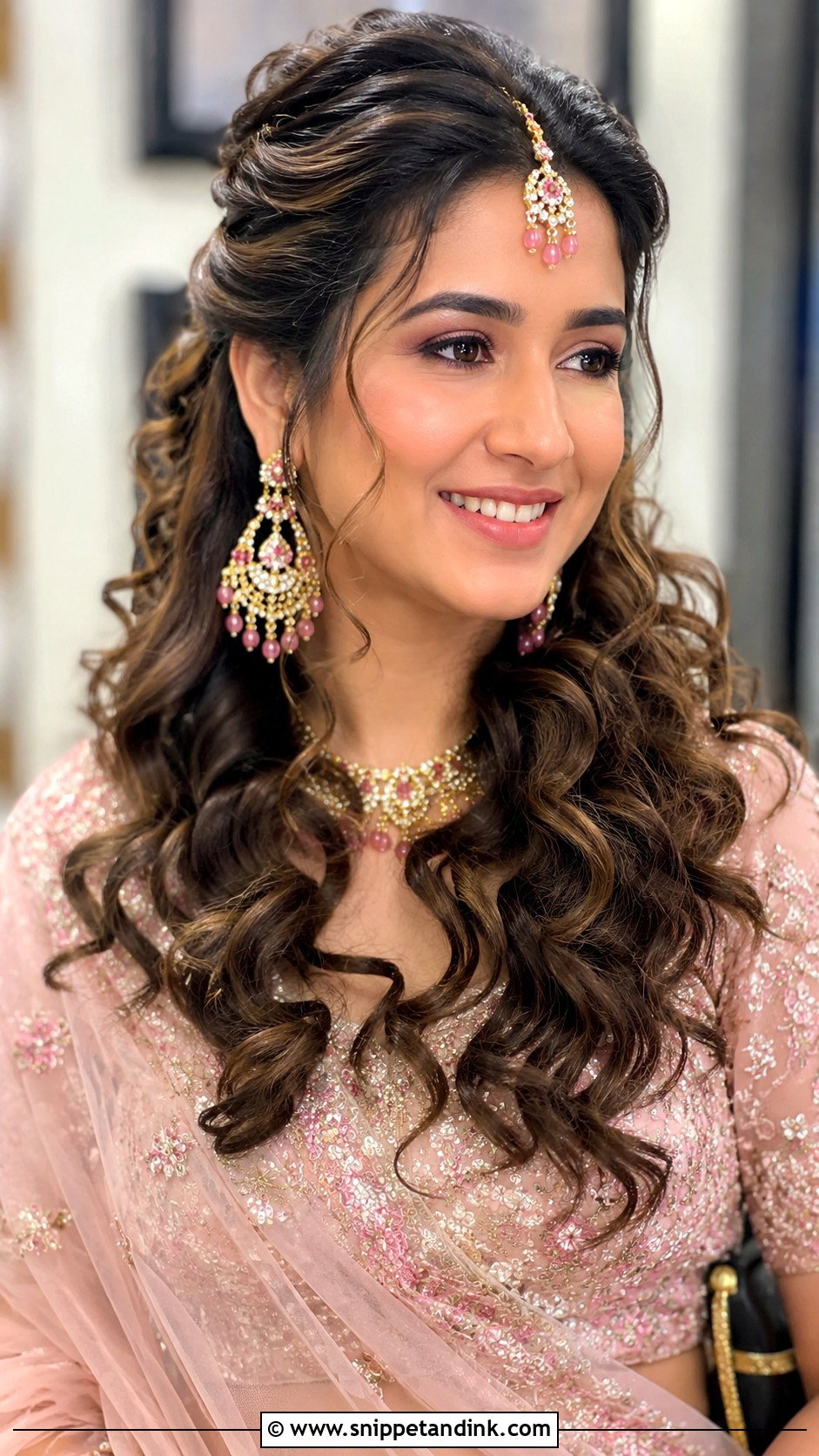 Half Up Half Down Curls - Snippet and Ink - 25 Indian Marriage Hairstyle Ideas