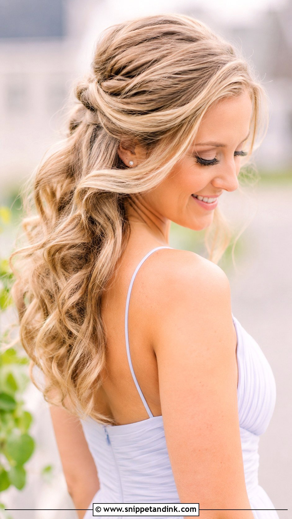 Half Up Half Down Curls - Snippet and Ink - 30 Hairstyle for Engagement Ideas