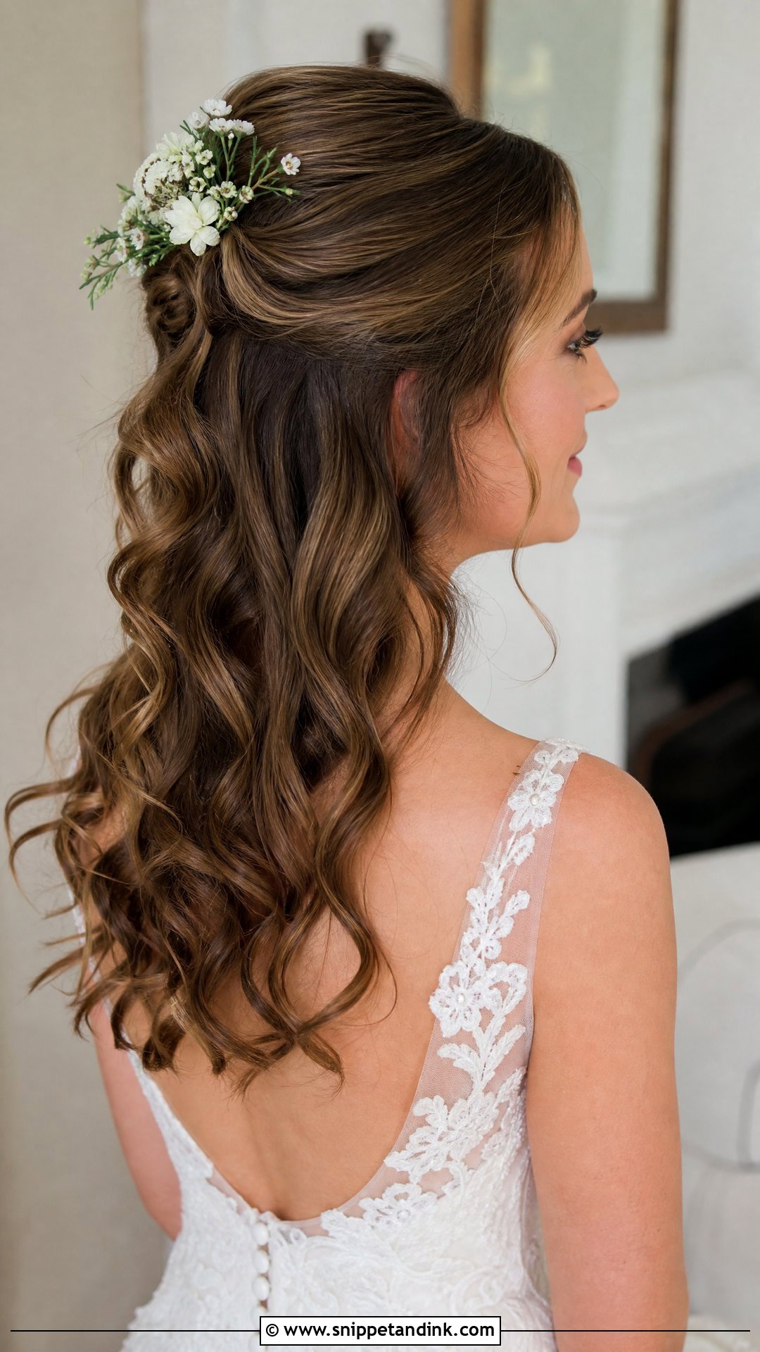 Half Up Half Down Curls - Snippet and Ink - 20 Curled Bridal Hair Ideas